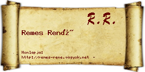 Remes René névjegykártya